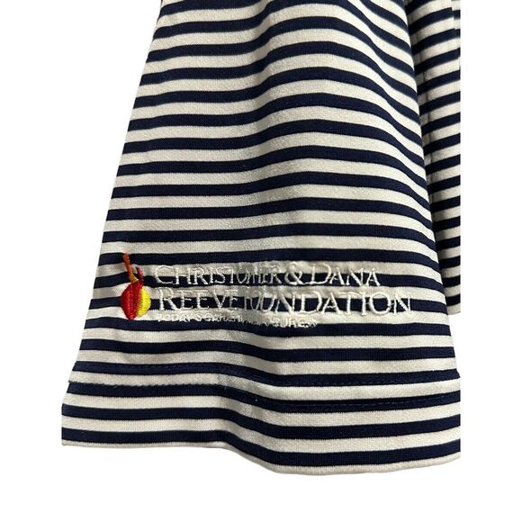 Rhoback Mens Golf Polo "The Reeve" Blue/White Striped Polyester/Spandex Sz S euc - Picture 5 of 7